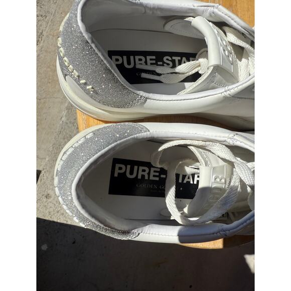 Golden Goose Pure Star White With Silver Glitter Tab Women size 38 US 8 - Picture 7 of 11